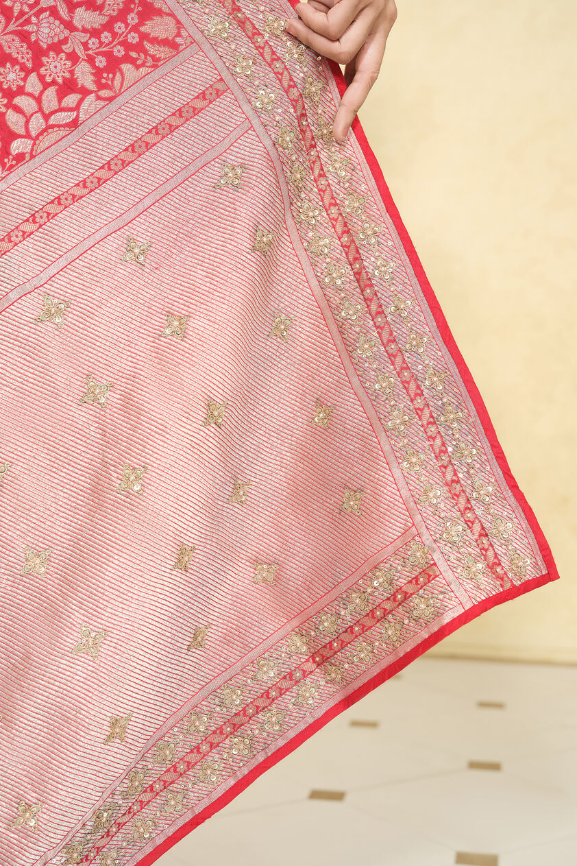 Bhaanavi Handwoven Benarasi Silk Saree, Red, image 9